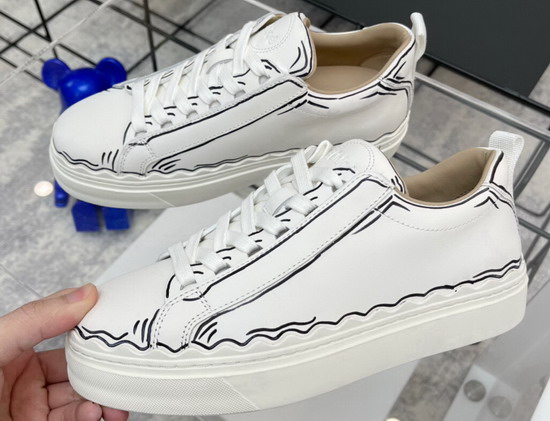 Chloe Lauren Sneaker Outlined Calfskin White Replica