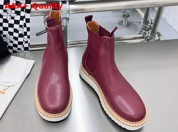 Chloe Lilli Chelsea Ankle Boot in Burgundy Cowhide Replica