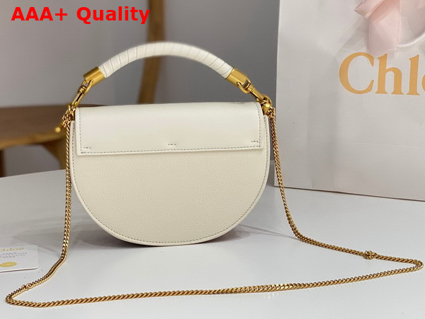 Chloe Marcie Chain Flap Bag Nappa Lambskin Grained Calfskin and Suede Misty Ivory Replica