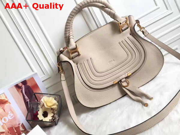 Chloe Marcie Double Carry Bag in Beige Small Grain Calfskin Replica