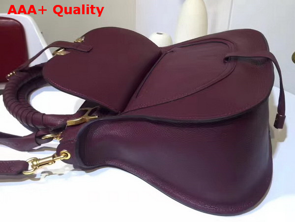 Chloe Marcie Double Carry Bag in Burgundy Small Grain Calfskin Replica