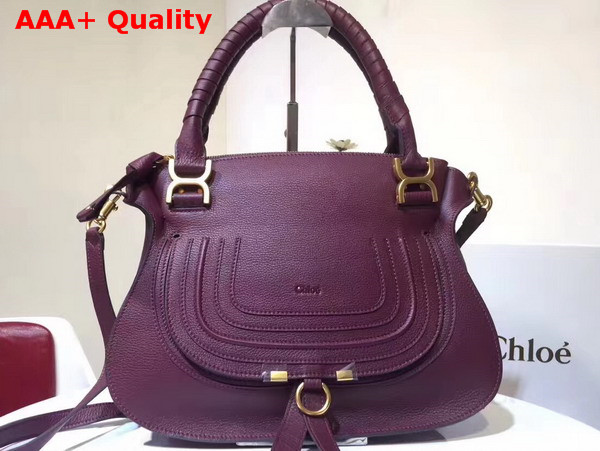 Chloe Marcie Double Carry Bag in Burgundy Small Grain Calfskin Replica