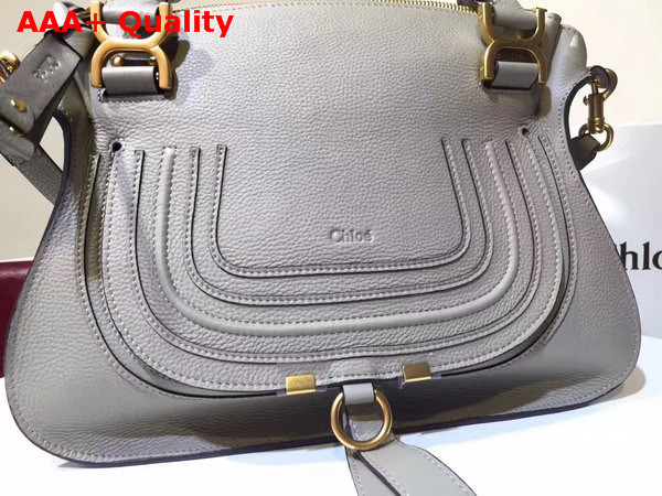 Chloe Marcie Double Carry Bag in Light Grey Small Grain Calfskin Replica