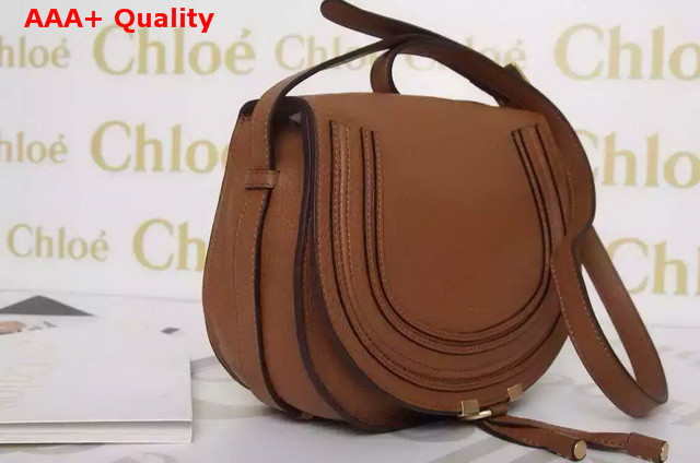 Chloe Marcie Saddle Bag In Brown Grained Calfskin Replica