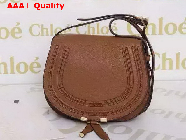 Chloe Marcie Saddle Bag In Brown Grained Calfskin Replica