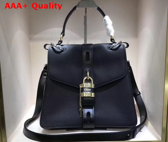 Chloe Medium Aby Day Bag in Black Grained and Shiny Calfskin Replica