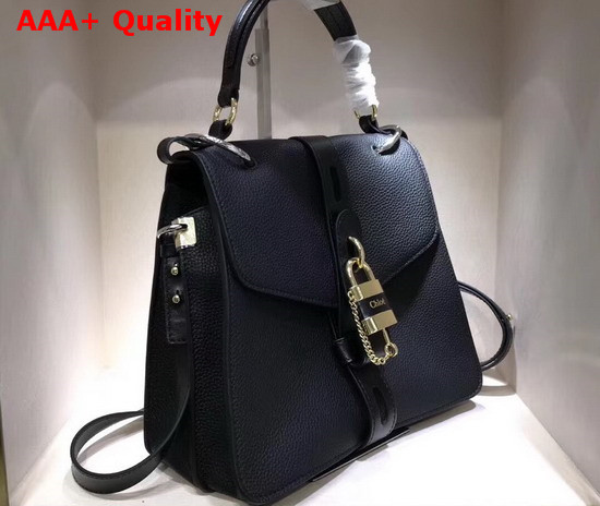 Chloe Medium Aby Day Bag in Black Grained and Shiny Calfskin Replica