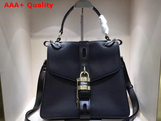 Chloe Medium Aby Day Bag in Black Grained and Shiny Calfskin Replica