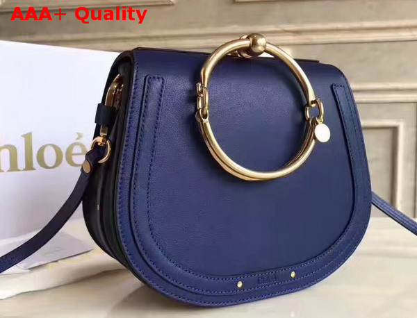 Chloe Medium Nile Bracelet Bag in Navy Blue Smooth and Suede Calfskin Replica