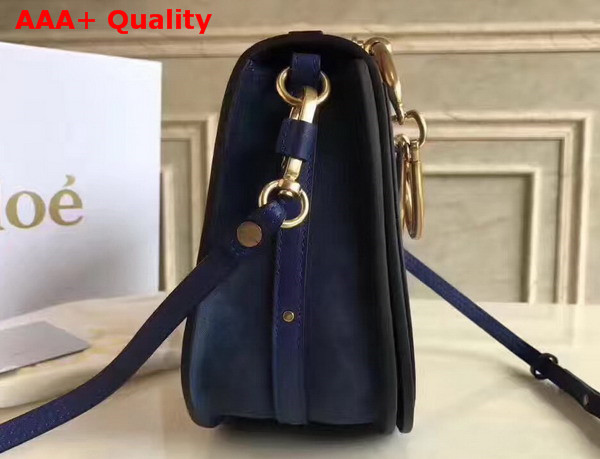 Chloe Medium Nile Bracelet Bag in Navy Blue Smooth and Suede Calfskin Replica