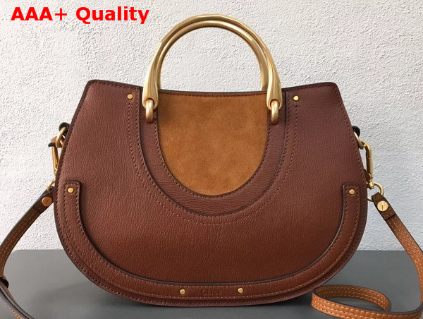 Chloe Medium Pixie Bag Brown Suede and Calfskin Replica