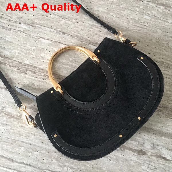 Chloe Medium Pixie Bag in Black Suede and Smooth Calfskin Replica