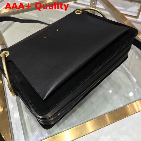 Chloe Medium Roy Bag in Black Suede and Smooth Calfskin Replica