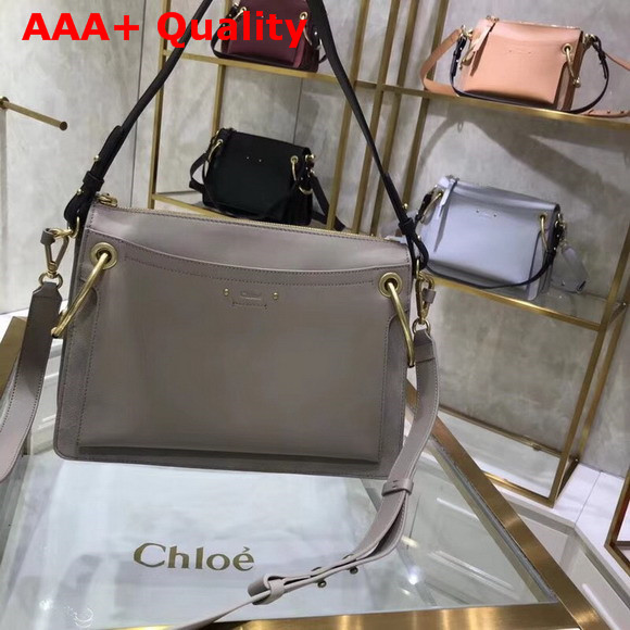 Chloe Medium Roy Bag in Motty Grey Suede and Smooth Calfskin Replica