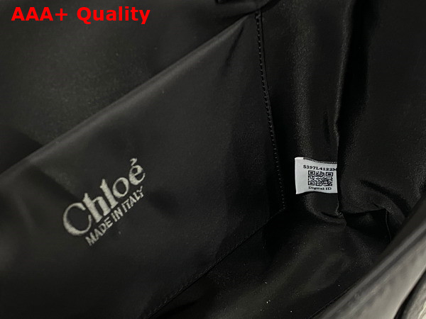 Chloe Medium Woody Tote Bag in Black Recycled Nylon with Chloe Logo Replica