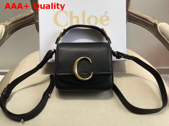 Chloe Mini Chloe C Bag in Shiny and Suede Calfskin Black Replica