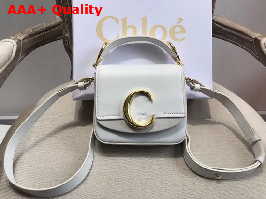 Chloe Mini Chloe C Bag in Shiny and Suede Calfskin Brilliant White Replica