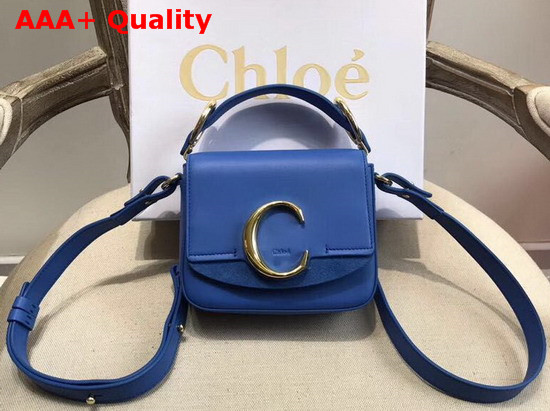 Chloe Mini Chloe C Bag in Shiny and Suede Calfskin Smoky Blue Replica