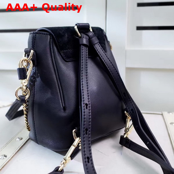 Chloe Mini Faye Backpack in Black Smooth and Suede Calfskin Replica