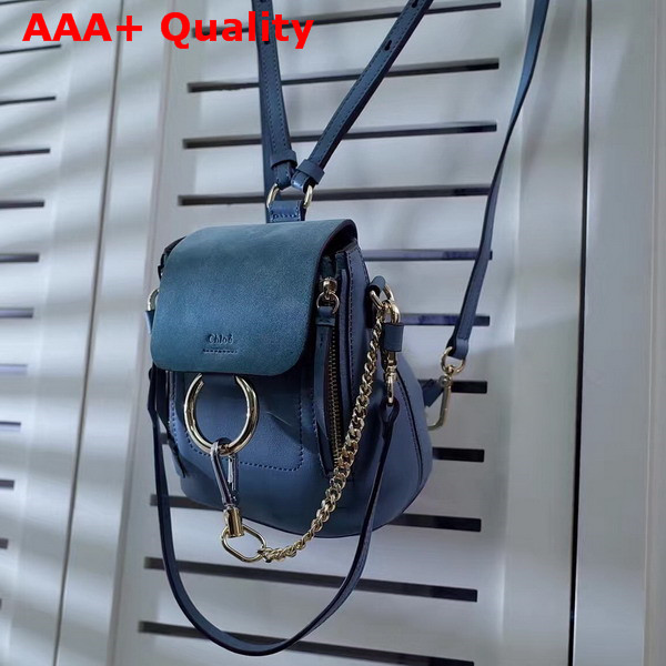 Chloe Mini Faye Backpack in Cloudy Blue Smooth and Suede Calfskin Replica