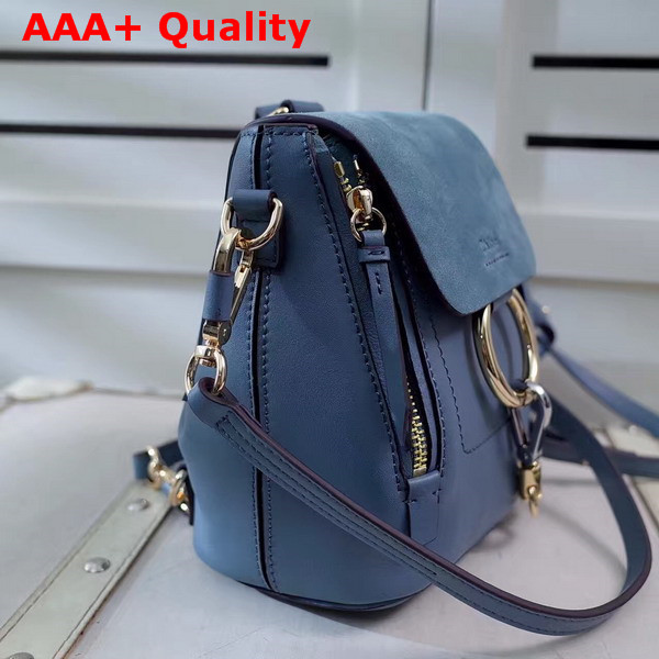 Chloe Mini Faye Backpack in Cloudy Blue Smooth and Suede Calfskin Replica