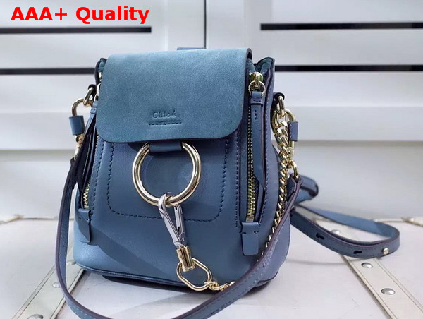 Chloe Mini Faye Backpack in Cloudy Blue Smooth and Suede Calfskin Replica