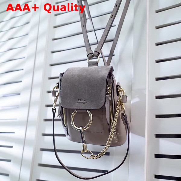 Chloe Mini Faye Backpack in Motty Grey Smooth and Suede Calfskin Replica