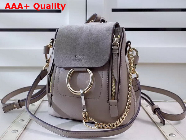 Chloe Mini Faye Backpack in Motty Grey Smooth and Suede Calfskin Replica