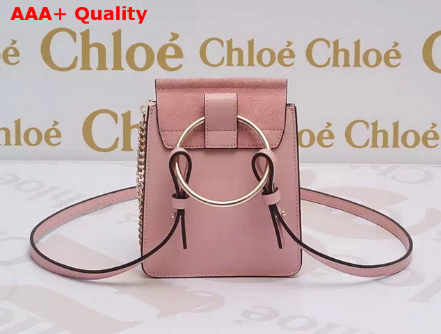 Chloe Mini Faye Bag Pink Suede Leather with Smooth Calf Leather Replica