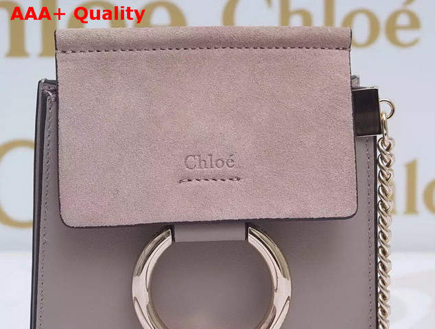 Chloe Mini Faye Leather and Suede Shoulder Bag Light Grey Replica