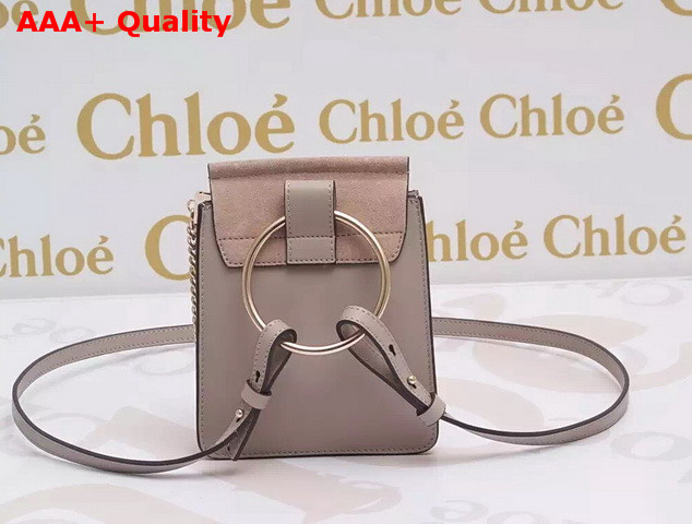 Chloe Mini Faye Leather and Suede Shoulder Bag Light Grey Replica