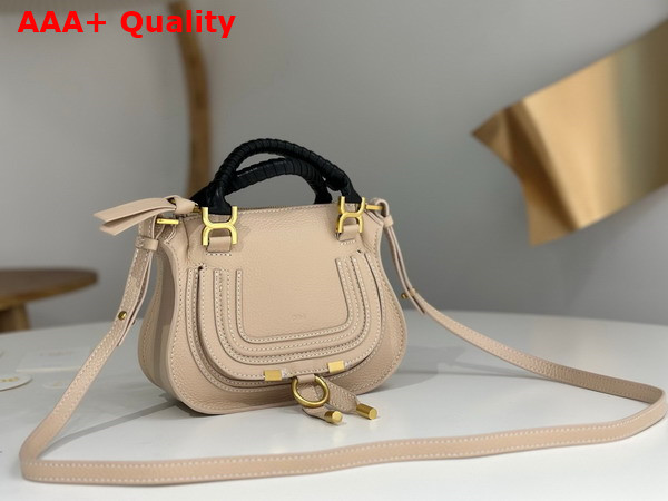 Chloe Mini Marcie Bag in Boyish Brown Grained Leather with Black Handle Replica