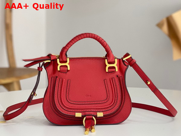 Chloe Mini Marcie Bag in Red Grained Leather Replica