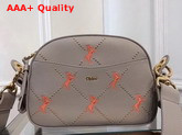 Chloe Mini Signature Bag in Motty Grey Smooth Calfskin with Embroidered Horses and Studs Replica