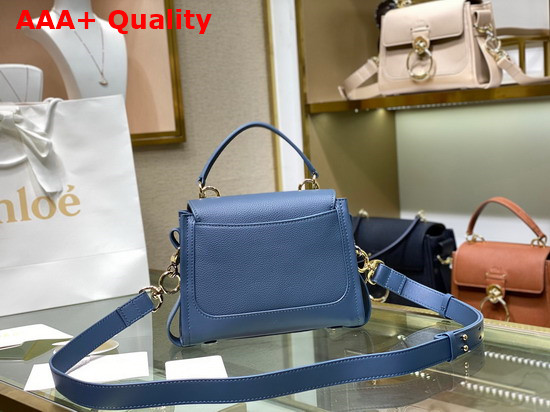 Chloe Mini Tess Day Bag in Grained and Shiny Calfskin Blue Replica