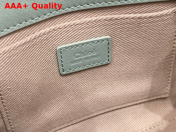 Chloe Mini Woody Tote Bag in Bay Green Smooth Calfskin with Chloe Logo Replica