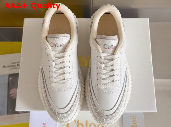 Chloe Nama Sneaker in Brilliant White Cowhide and Suede Cowhide Replica