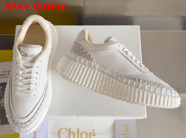 Chloe Nama Sneaker in Brilliant White Cowhide and Suede Cowhide Replica