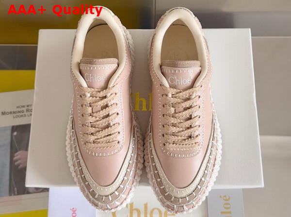 Chloe Nama Sneaker in Tan Rose Cowhide and Suede Cowhide Replica