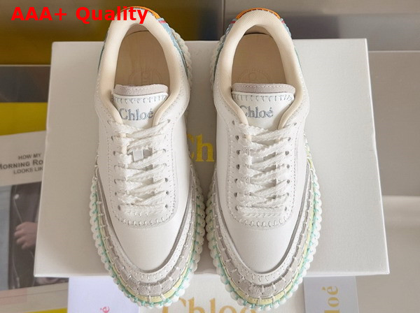 Chloe Nama Sneaker in White Multicolor Cowhide and Suede Cowhide Replica