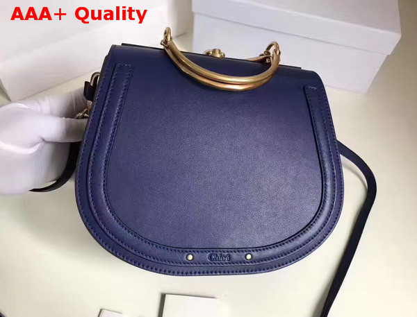 Chloe Nile Bracelet Bag in Navy Blue Smooth and Suede Calfskin Replica