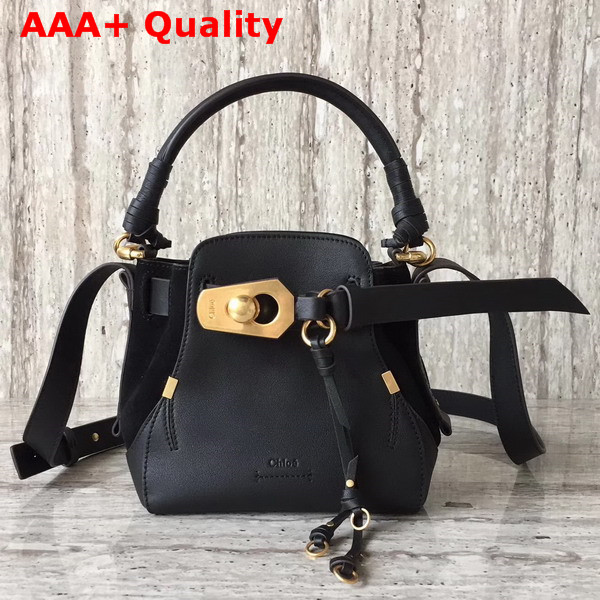 Chloe Owen Small Bucket Bag Black Smooth and Suede Calfskin Replica