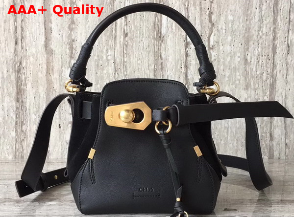 Chloe Owen Small Bucket Bag Black Smooth and Suede Calfskin Replica