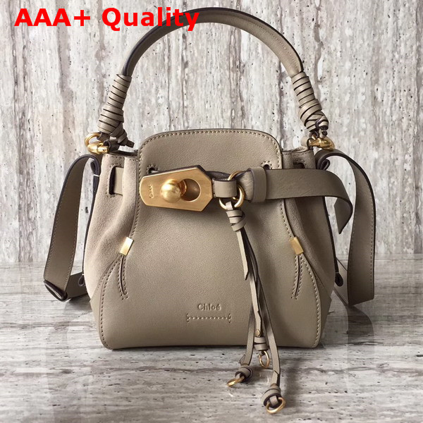 Chloe Owen Small Bucket Bag Motty Grey Smooth and Suede Calfskin Replica