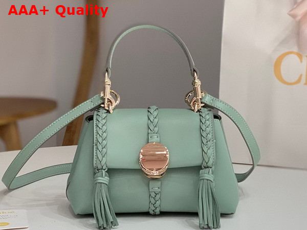 Chloe Penelope Mini Soft Shoulder Bag in Bay Green Nappa Lambskin with Leather Braids Replica