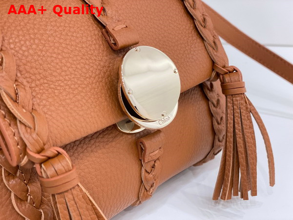 Chloe Penelope Mini Soft Shoulder Bag in Caramel Grained Calfskin with Leather Braids Replica