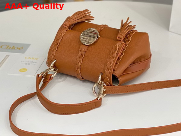 Chloe Penelope Mini Soft Shoulder Bag in Caramel Grained Calfskin with Leather Braids Replica