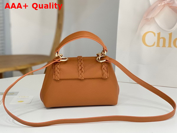 Chloe Penelope Mini Soft Shoulder Bag in Caramel Grained Calfskin with Leather Braids Replica