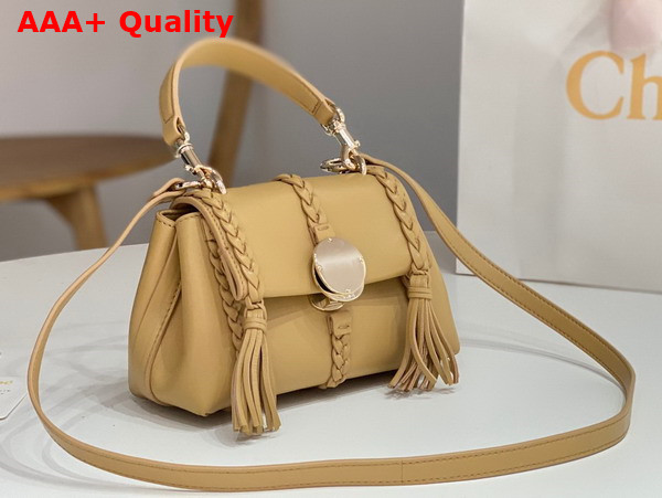 Chloe Penelope Mini Soft Shoulder Bag in Milky Brown Nappa Lambskin with Leather Braids Replica