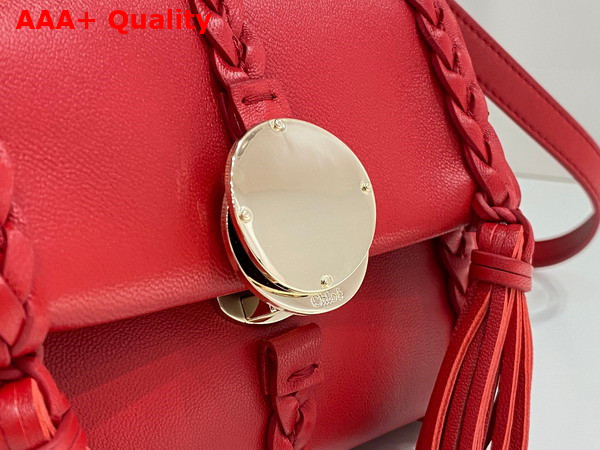 Chloe Penelope Mini Soft Shoulder Bag in Red Nappa Lambskin with Leather Braids Replica